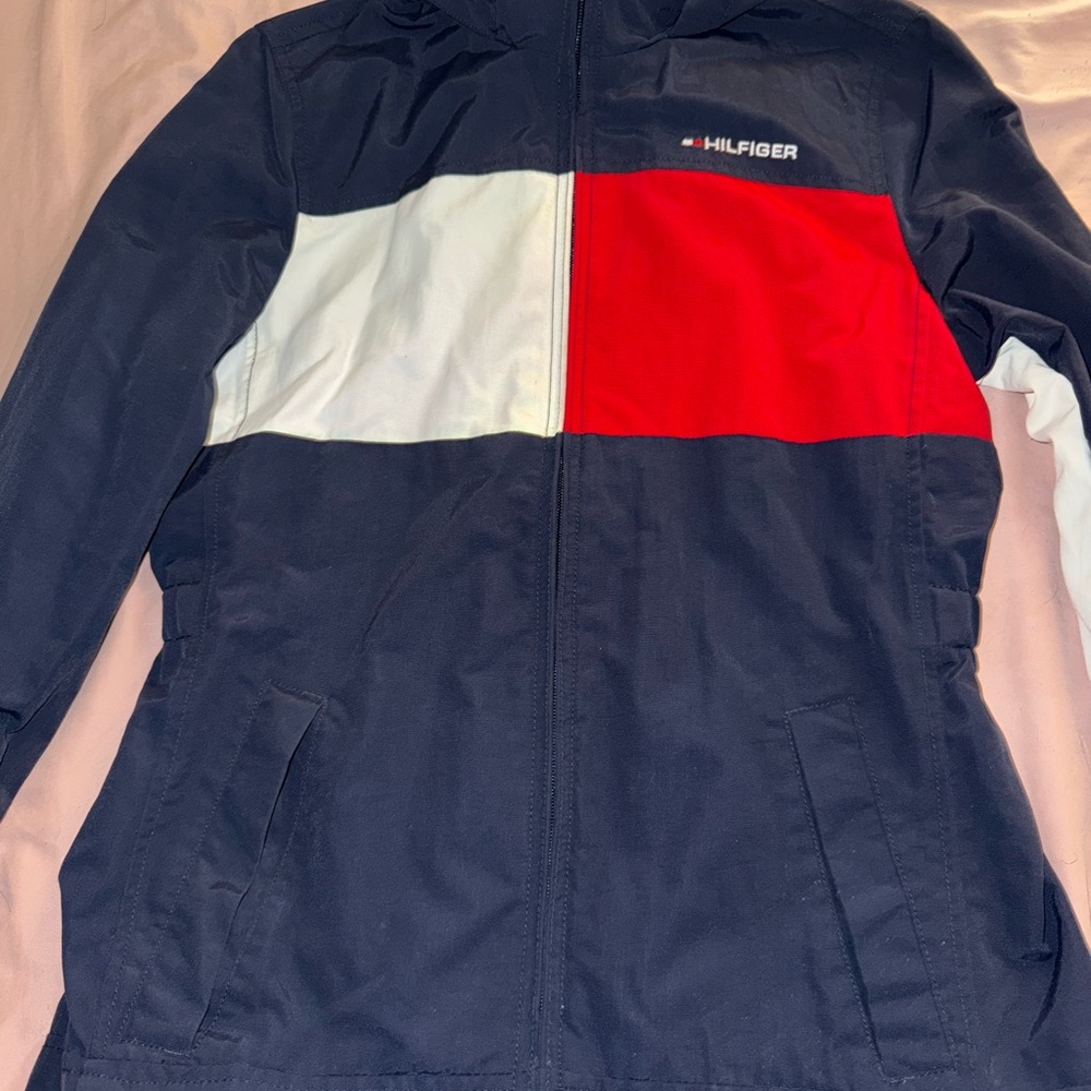 Tommy Hilfiger Navy Mesh Top with Red Accents